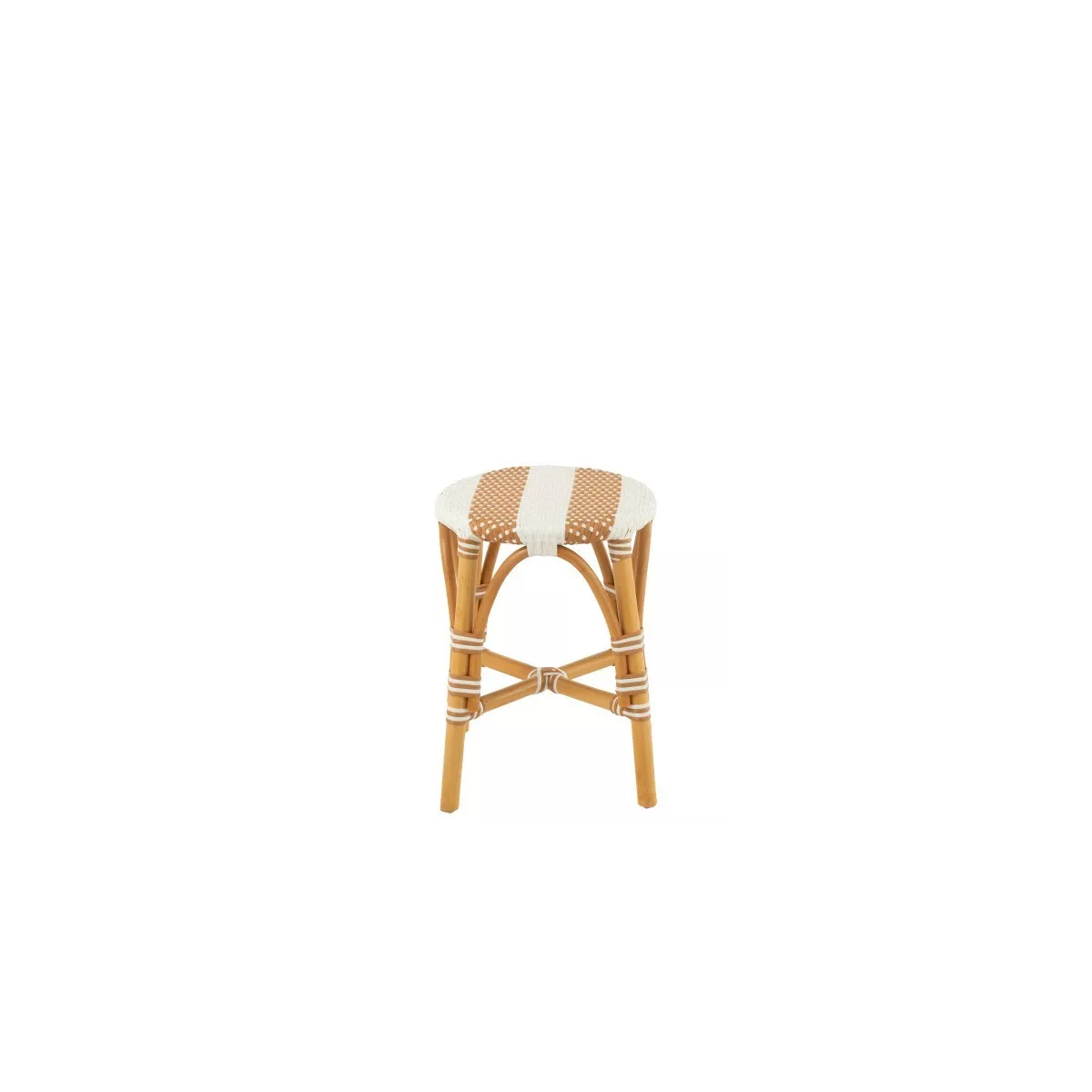 Tabouret Bistrot Jili Rotin Beige et Blanc