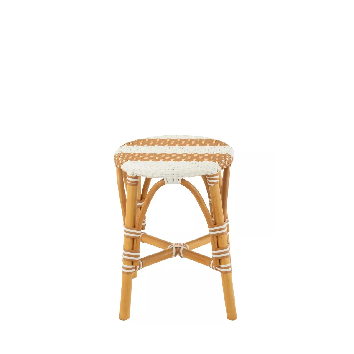 Tabouret Bistrot Jili Rotin Beige et Blanc
