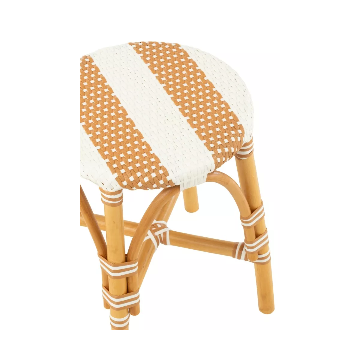Tabouret Bistrot Jili Rotin Beige et Blanc