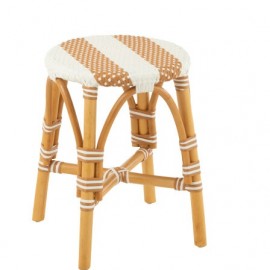 Tabouret Bistrot Jili Rotin Beige et Blanc