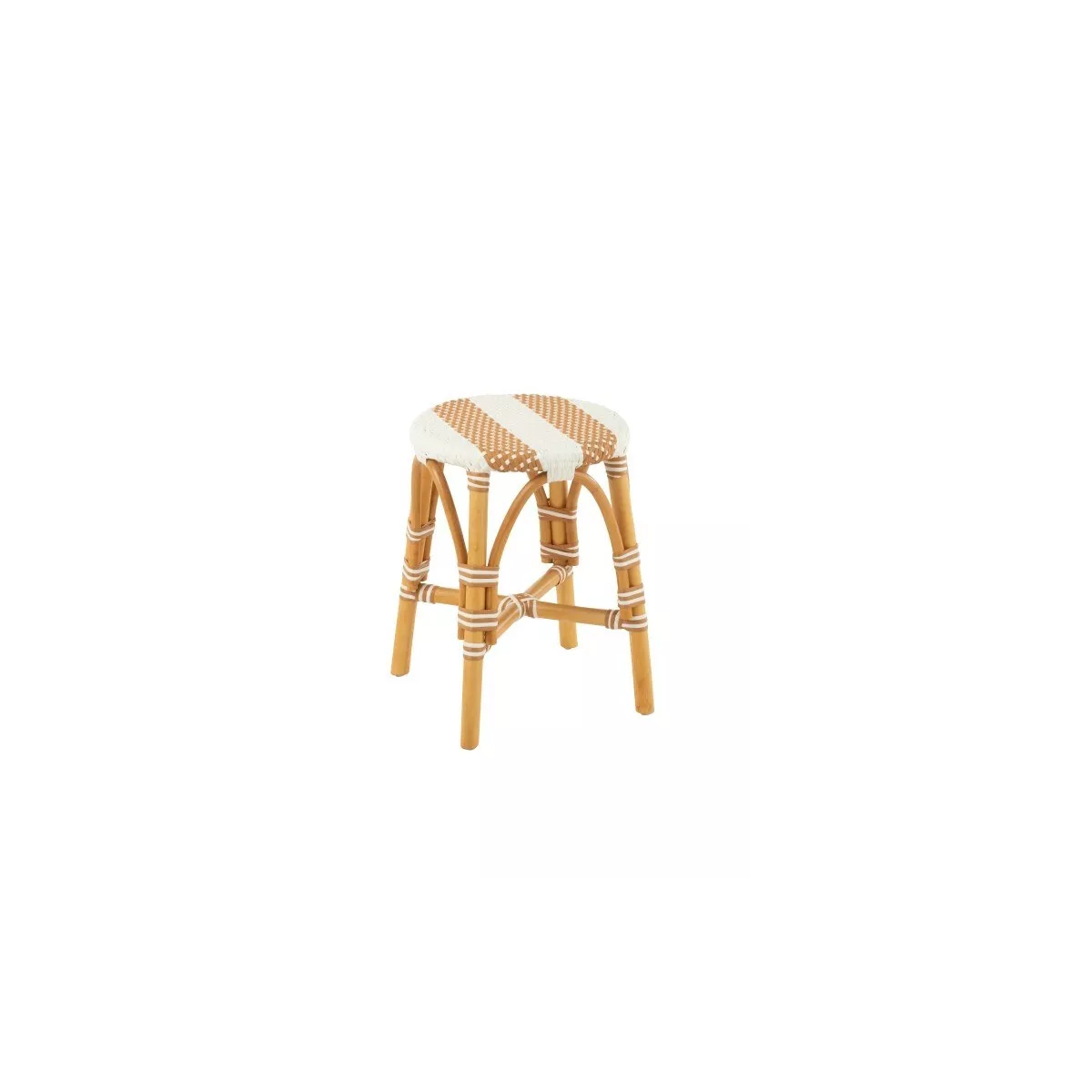Tabouret Bistrot Jili Rotin Beige et Blanc