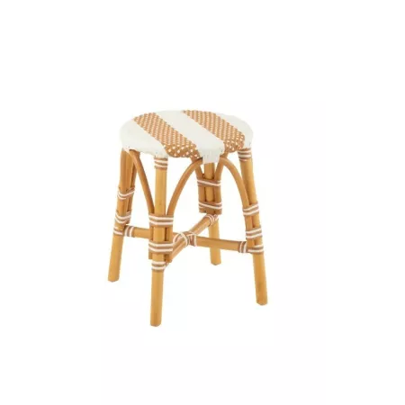 Tabouret Bistrot Jili Rotin Beige et Blanc