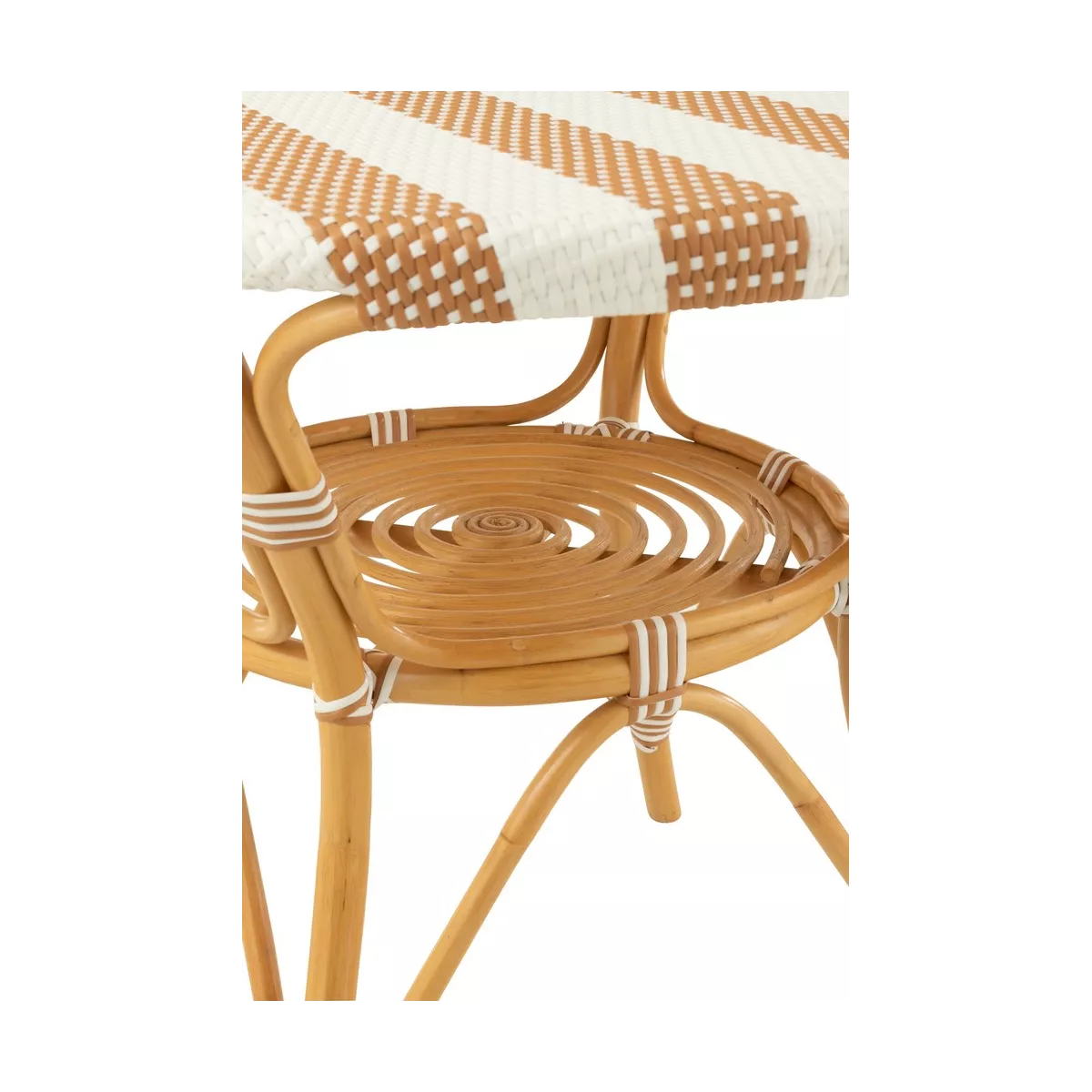 Table Bistrot Rotin Jili Beige et Blanc 90cm