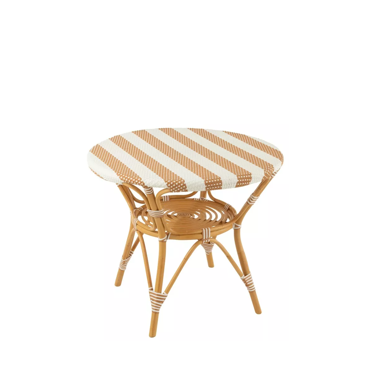 Table Bistrot Rotin Jili Beige et Blanc 90cm