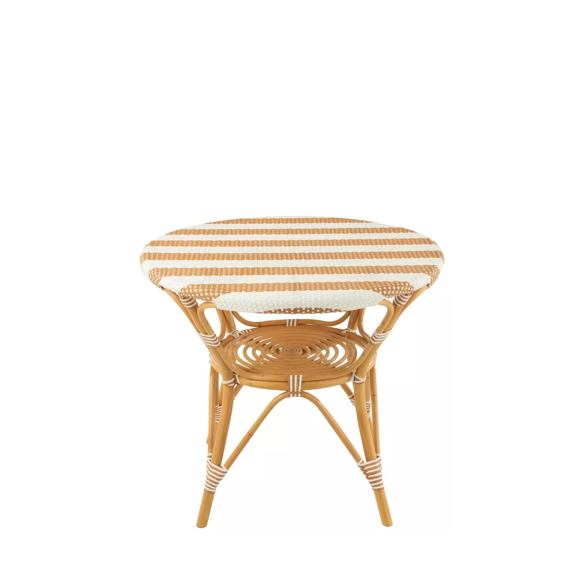 Table Bistrot Rotin Jili Beige et Blanc 90cm