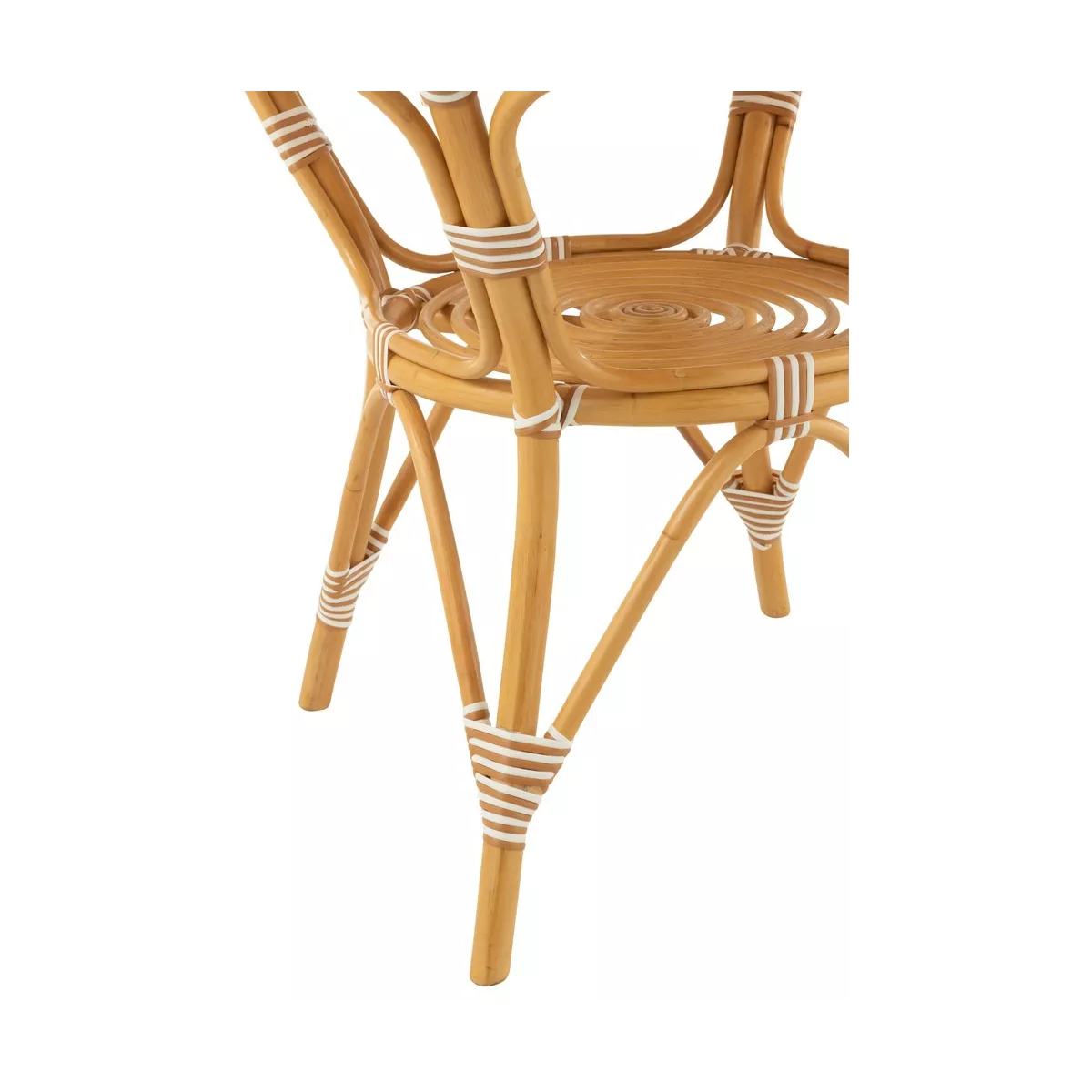 Table Bistrot Rotin Jili Beige et Blanc 90cm