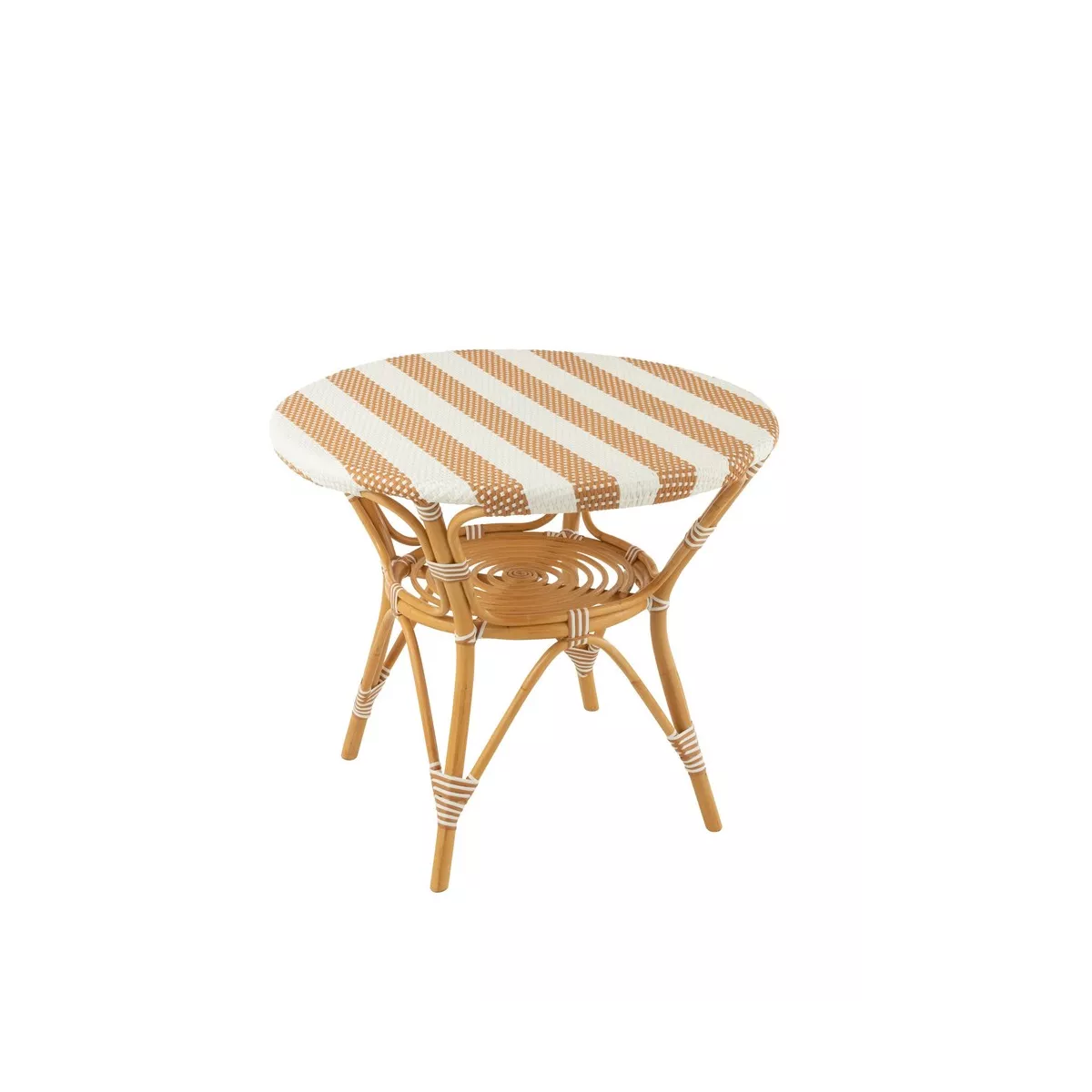 Table Bistrot Rotin Jili Beige et Blanc 90cm