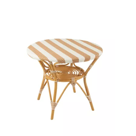 Table Bistrot Rotin Jili Beige et Blanc 90cm