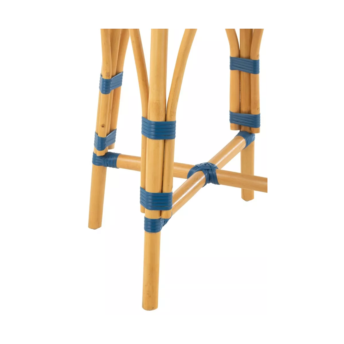 Tabouret de bar Bistrot Jili Rotin Bleu et Blanc