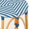 Tabouret de bar Bistrot Jili Rotin Bleu et Blanc