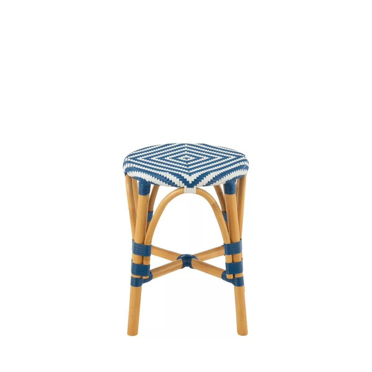 Tabouret Bistrot Jili Rotin Bleu et Blanc
