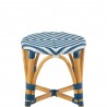 Tabouret Bistrot Jili Rotin Bleu et Blanc