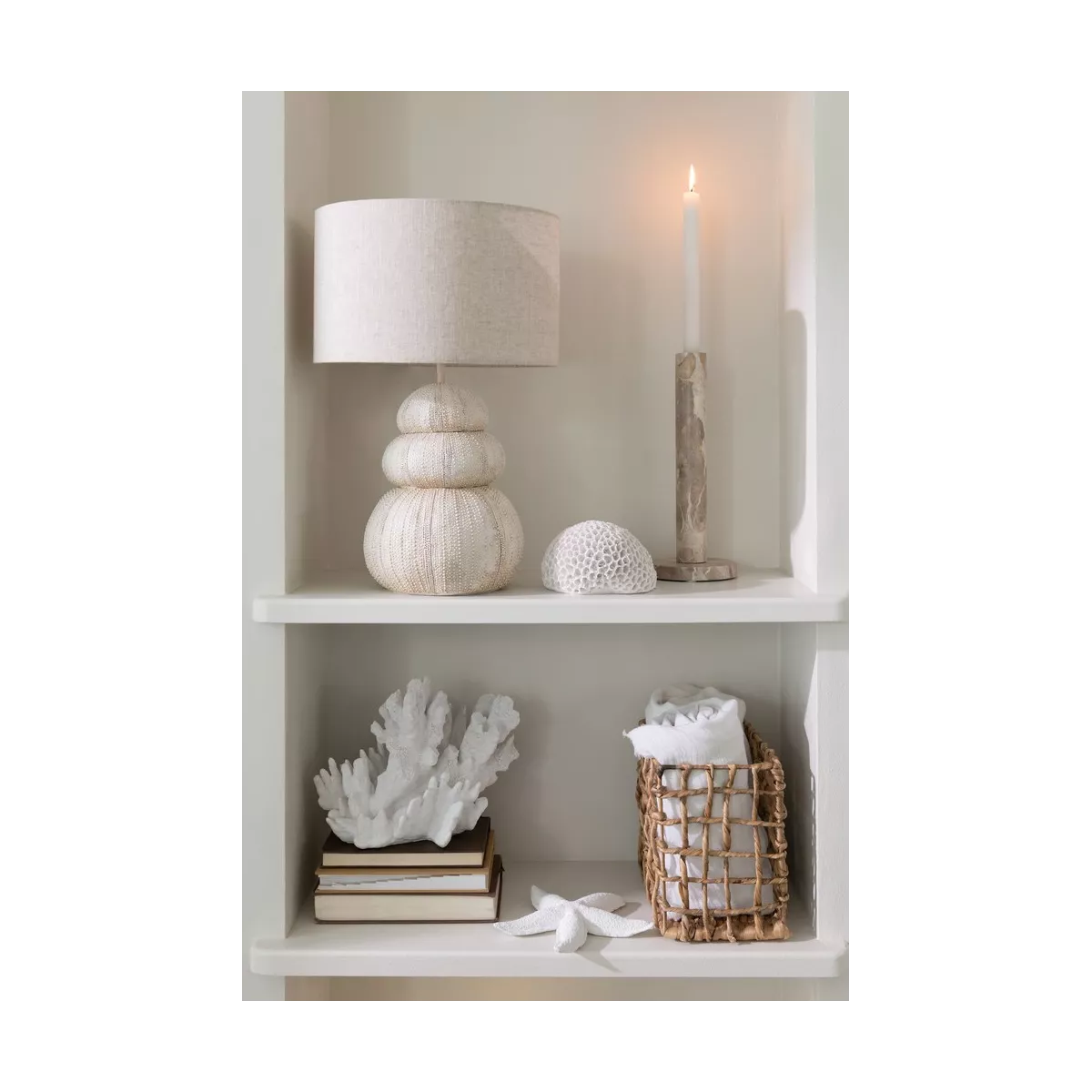 Photophore Marbre Beige H.40cm