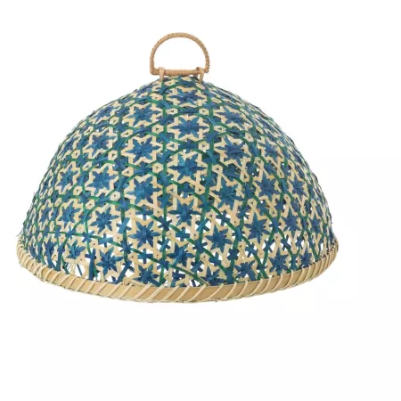 Cloche Rotin Bleu 35x35