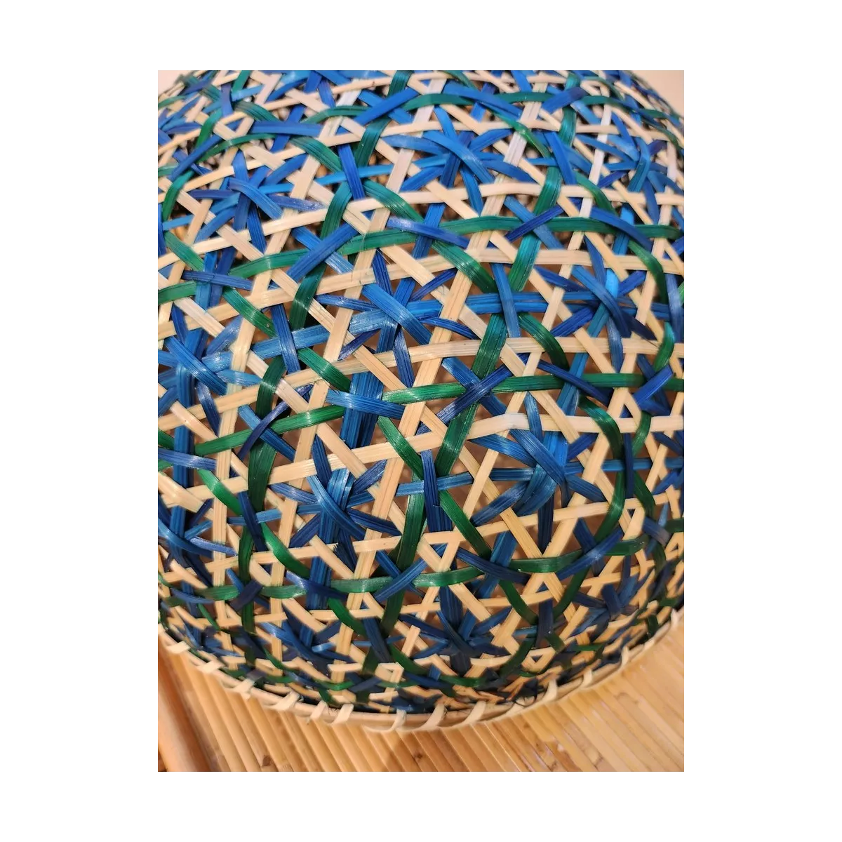 Cloche Rotin Bleu 35x35
