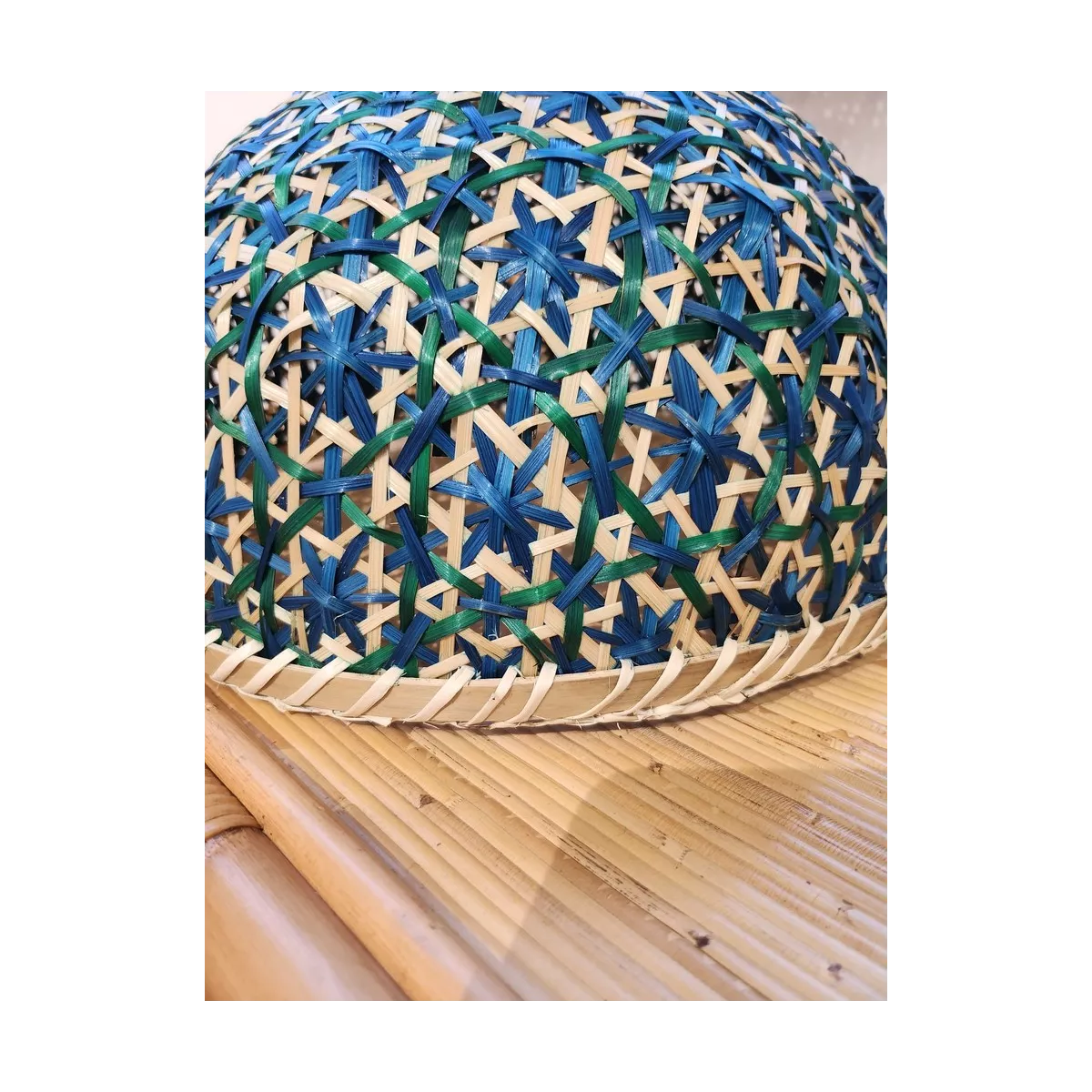 Cloche Rotin Bleu 35x35