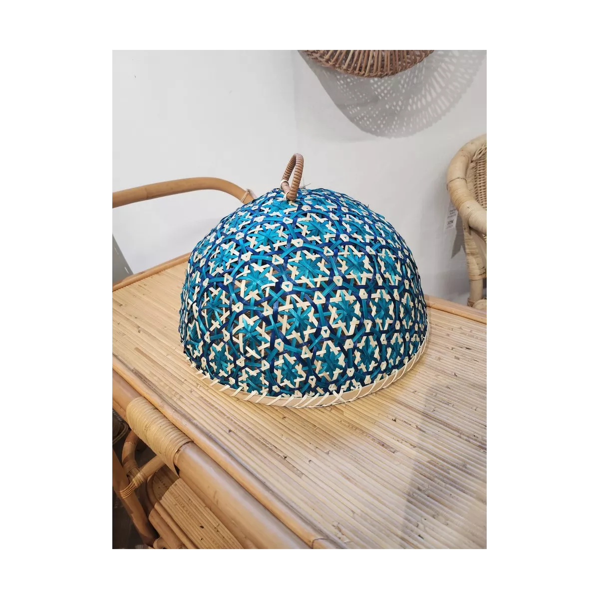 Cloche Rotin Vert 35x35