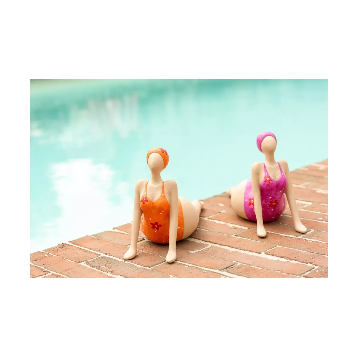 Figurine Baigneuse Yoga Orange et blanc H.17cm
