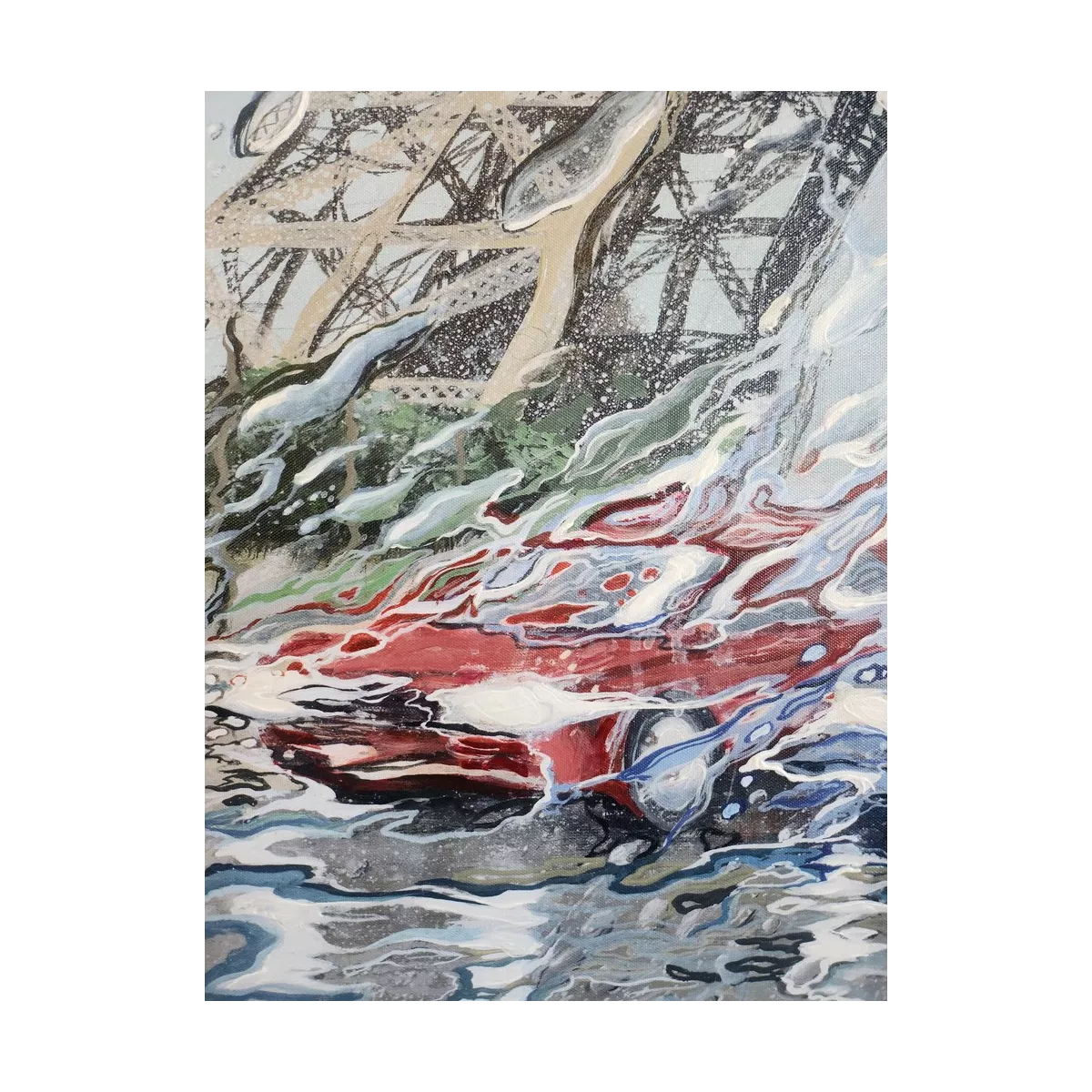 Tableau Tour Eiffel sous la pluie 130x90
