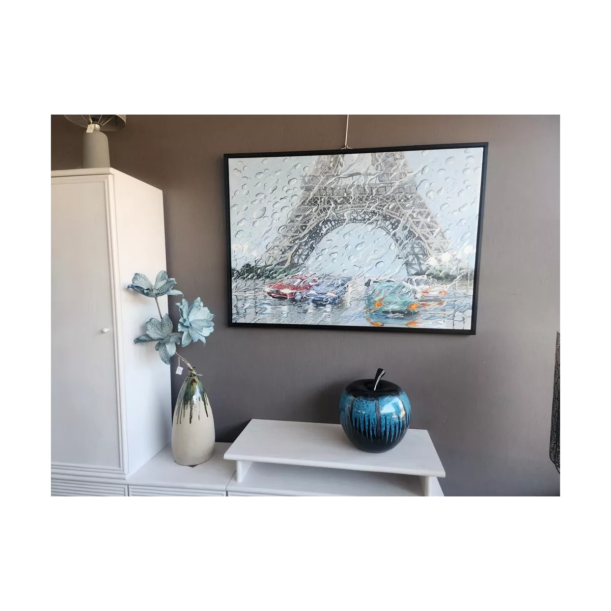 Tableau Tour Eiffel sous la pluie 130x90