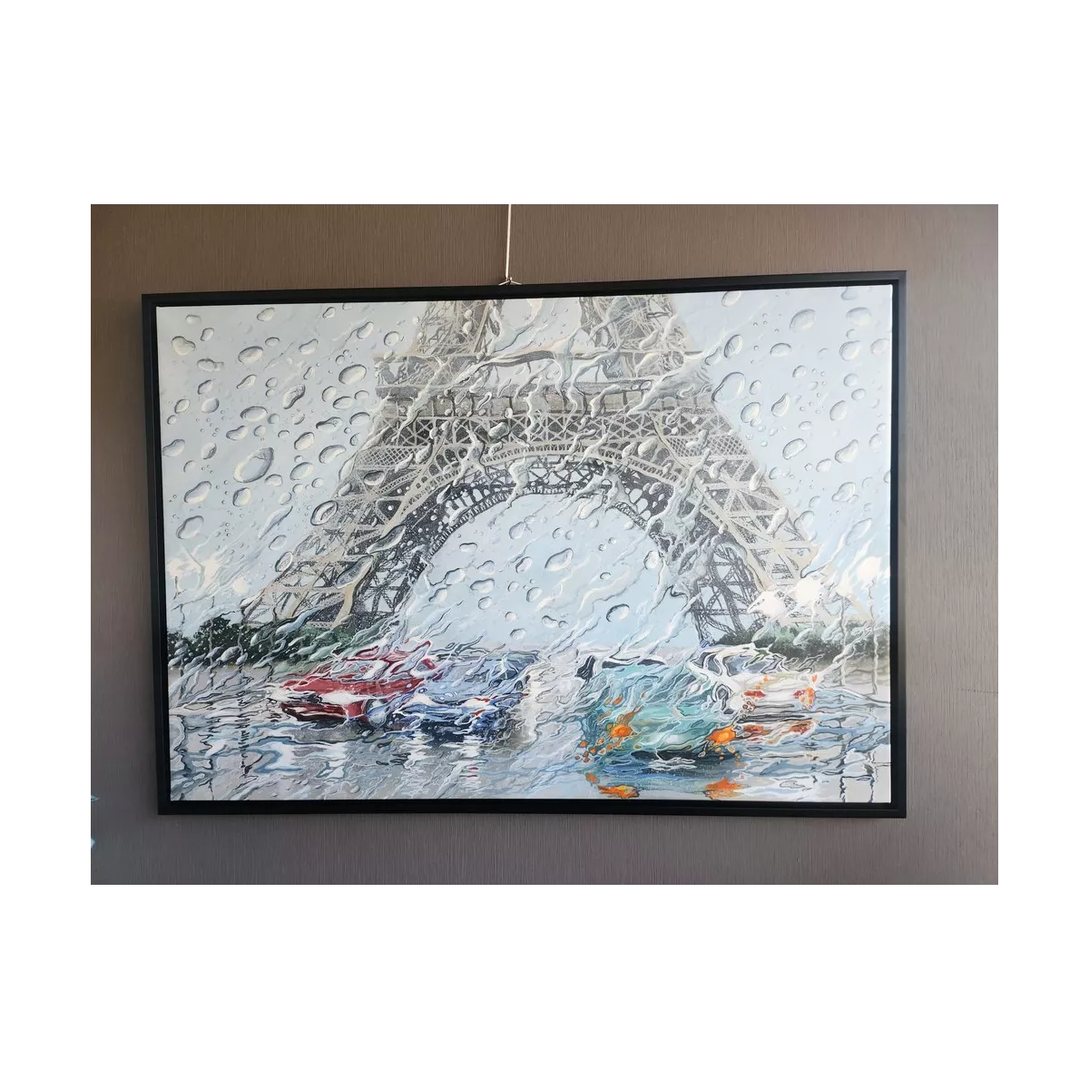 Tableau Tour Eiffel sous la pluie 130x90