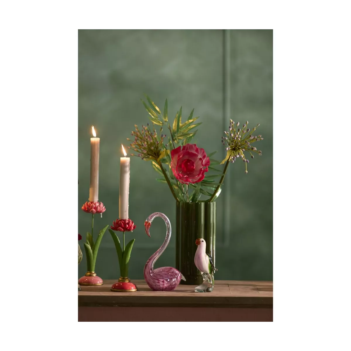 Cygne Rose en pate de verre 13x20