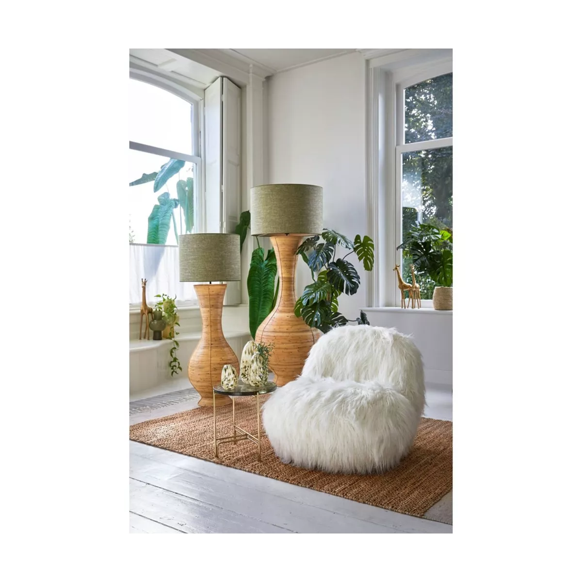 Lampe en Rotin Elancée h140