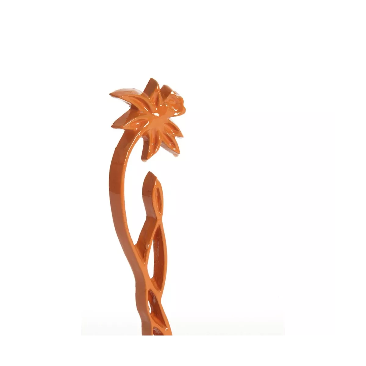 Statue Fleur Métal Orange H.40cm
