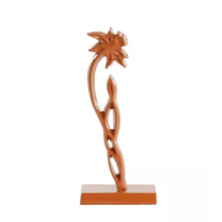 Statue Fleur Métal Orange