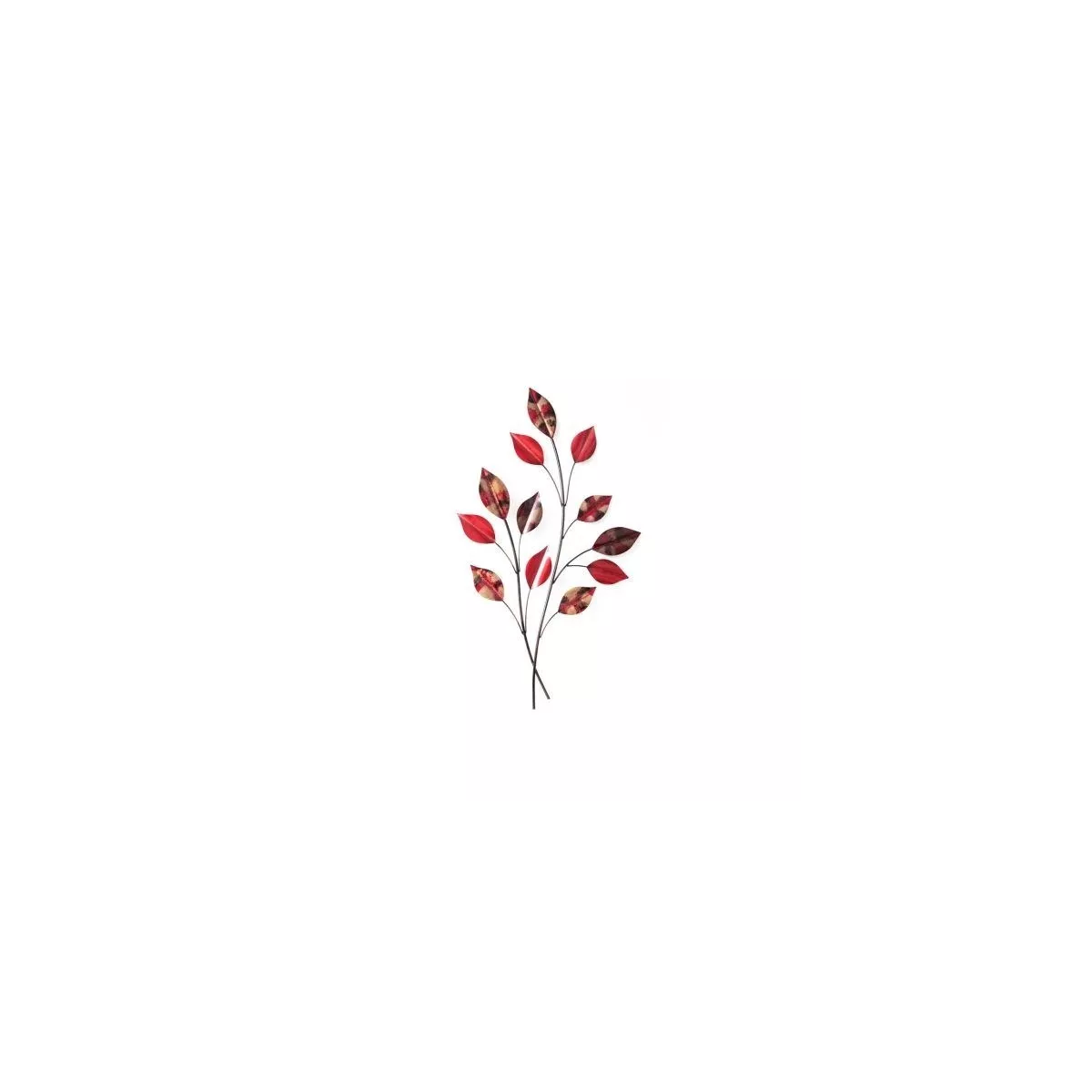 Déco Murale Métal Feuilles Rouges 40x69