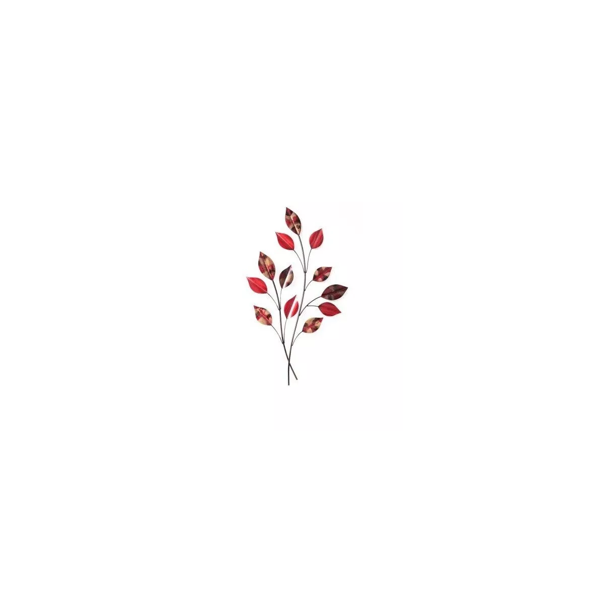 Déco Murale Métal Feuilles Rouges 40x69