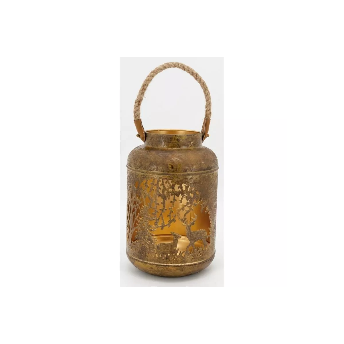 Lanterne Métal Cerf Brun H.30
