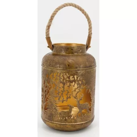 Lanterne Métal Cerf Brun H.30