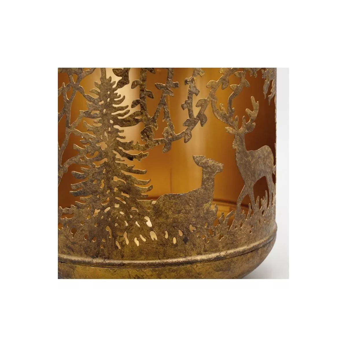 Lanterne Métal Cerf Brun H.30