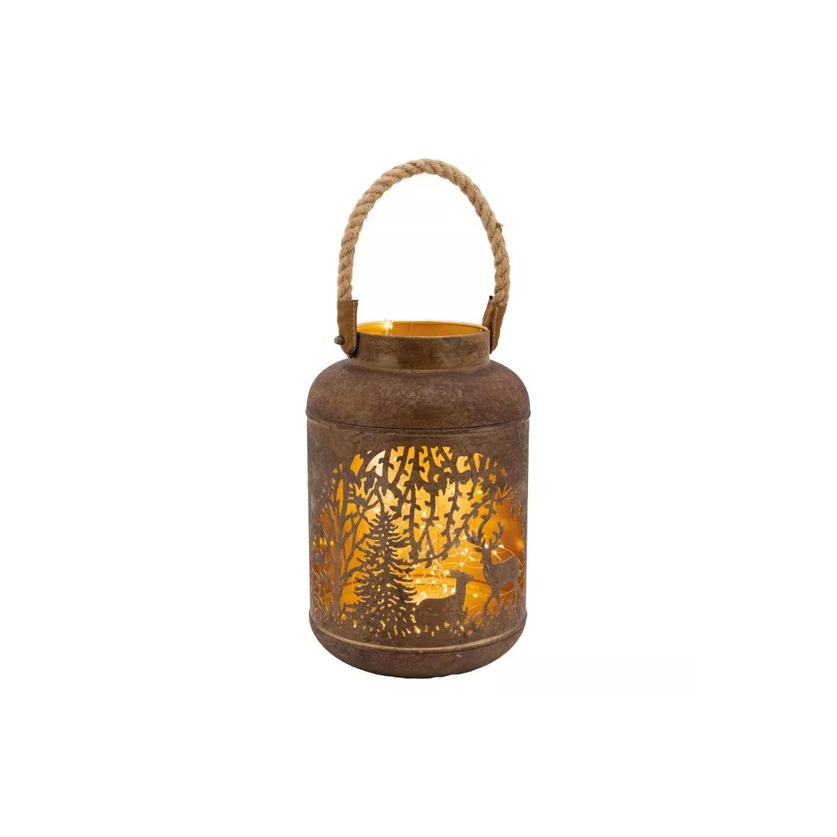 Lanterne Métal Cerf Brun H.30
