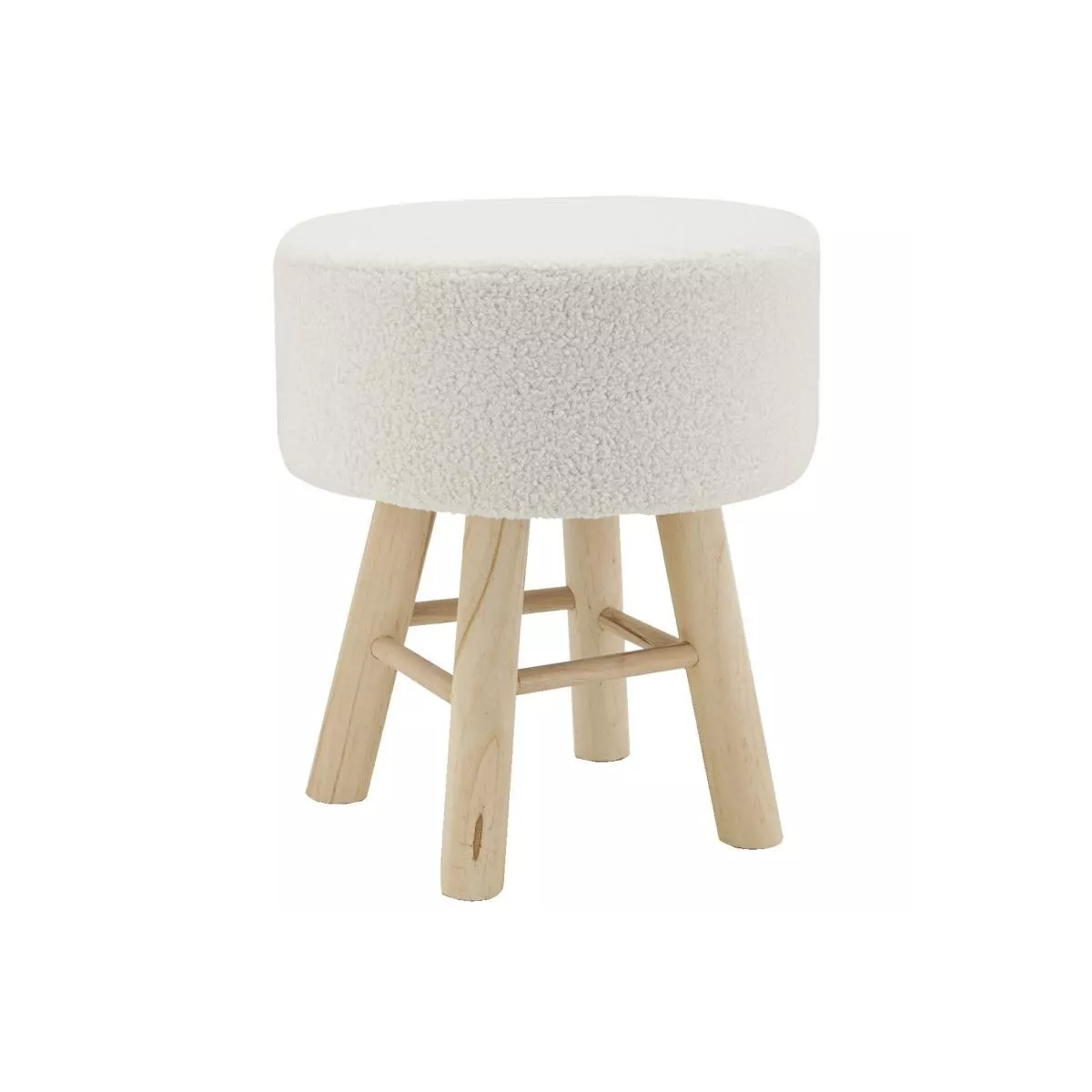 Tabouret en Bouclette Blanche H.45cm