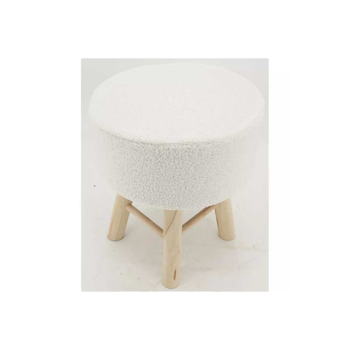 Tabouret en Bouclette Blanche H.45cm