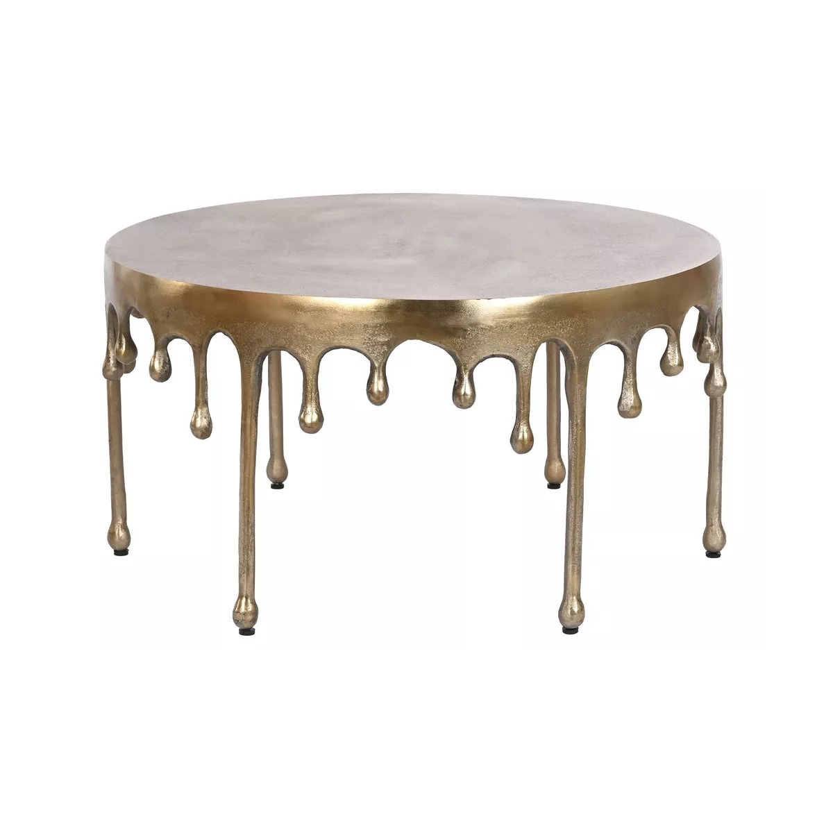 Table Basse Ronde Gouttes Dorée