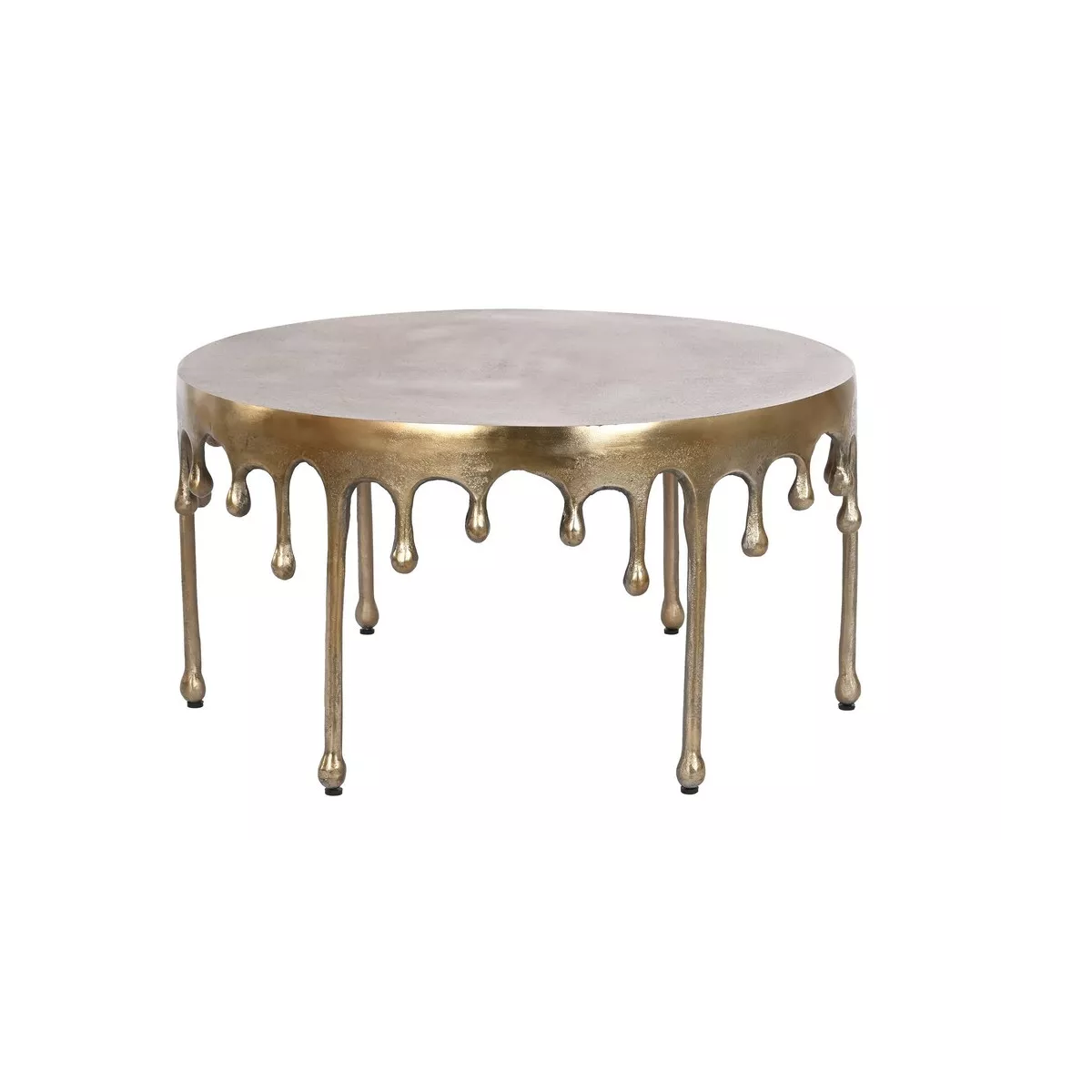 Table Basse Ronde Gouttes Dorée