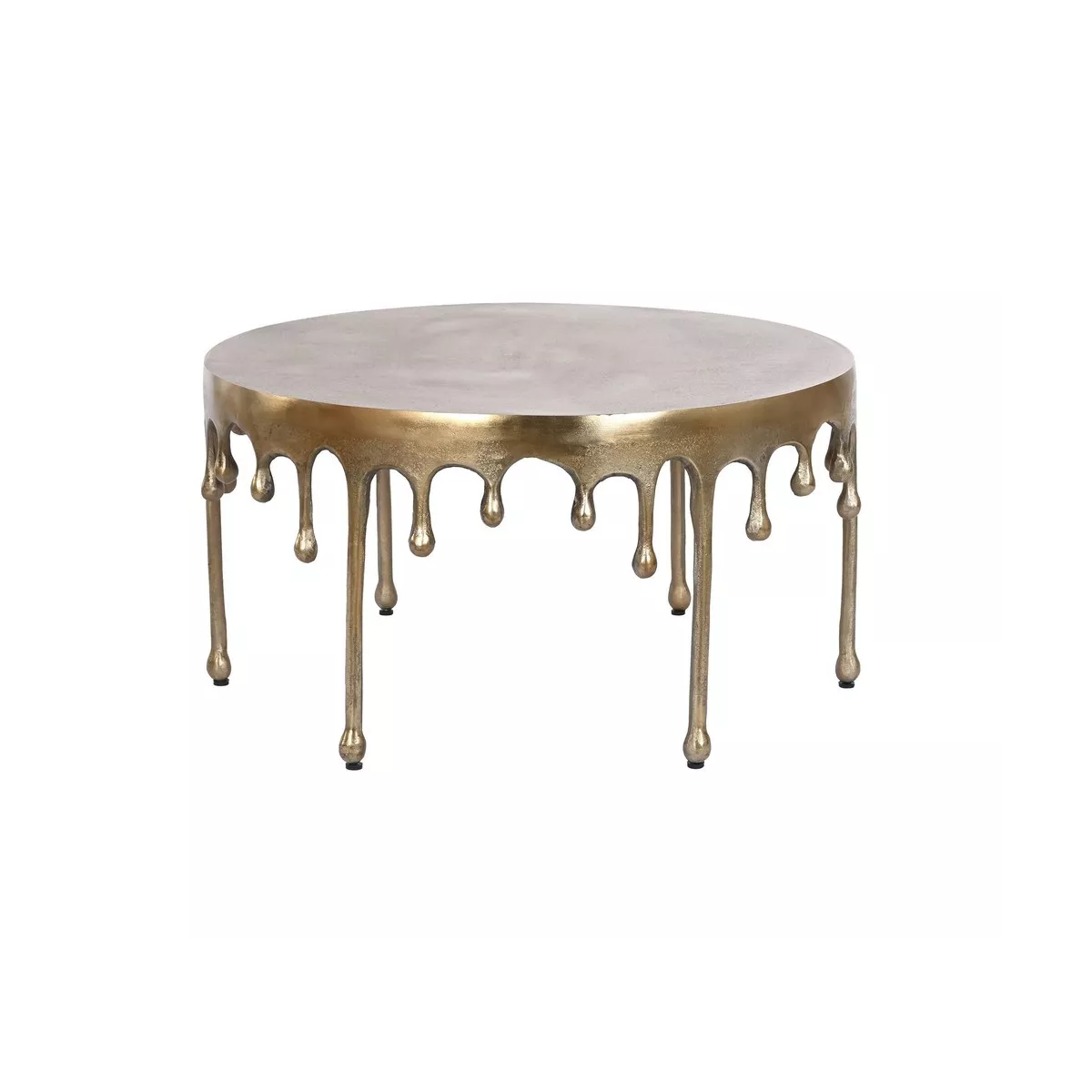 Table Basse Ronde Gouttes Dorée