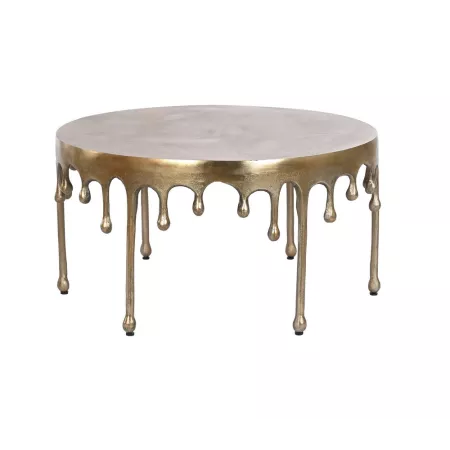 Table Basse Ronde Gouttes Dorée