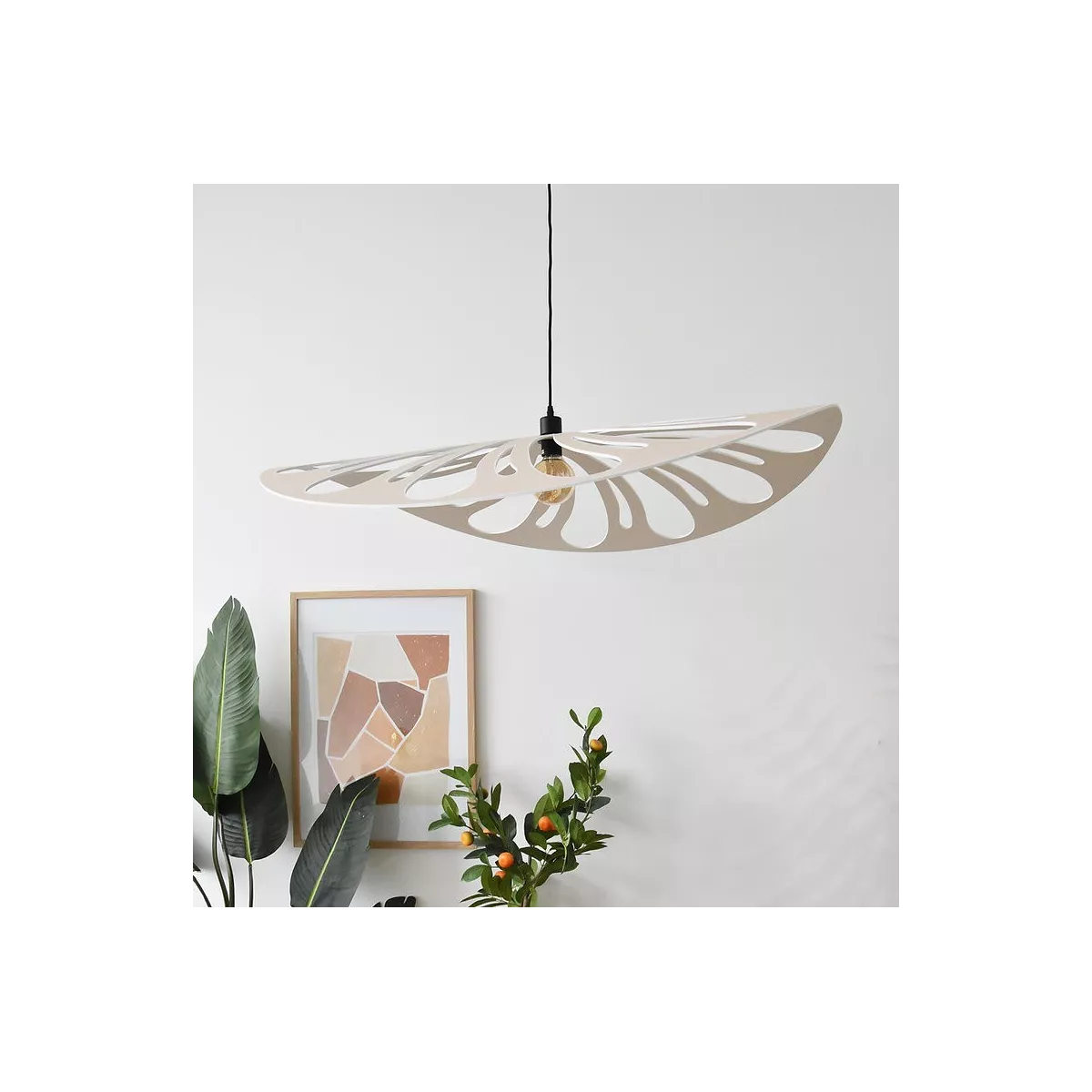 Suspension Fleur Ecru 75x75