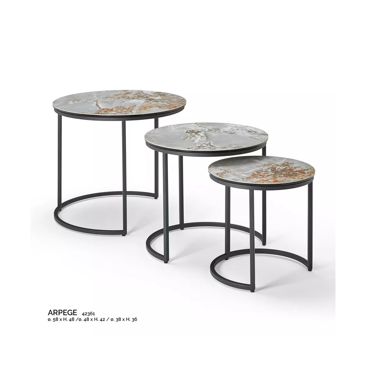 Série de 3 Tables Gigognes Astre en céramique