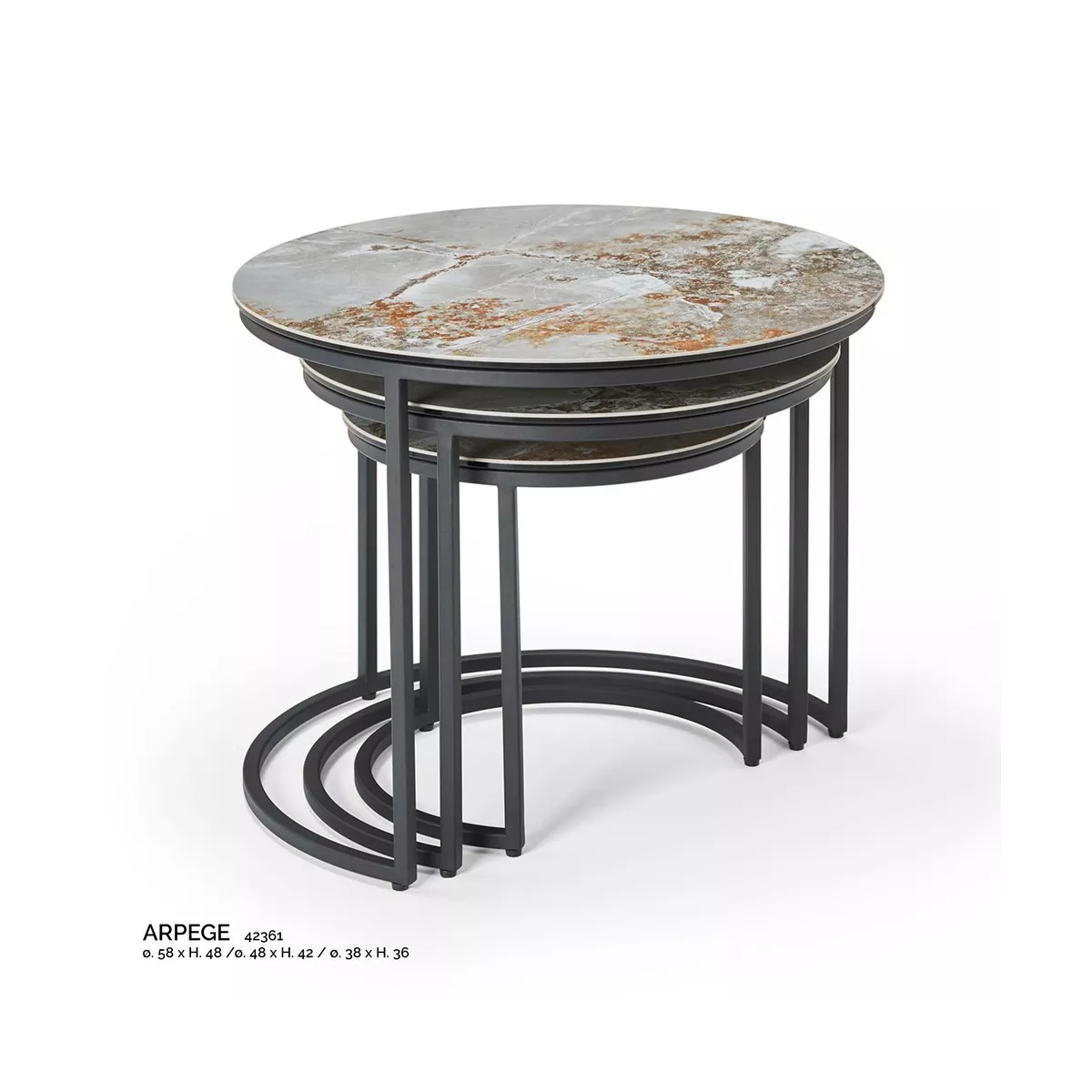 Série de 3 Tables Gigognes Astre en céramique