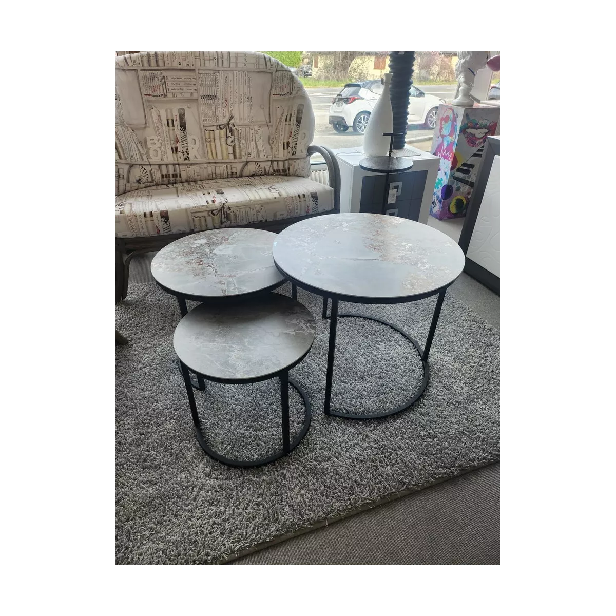 Série de 3 Tables Gigognes Astre en céramique