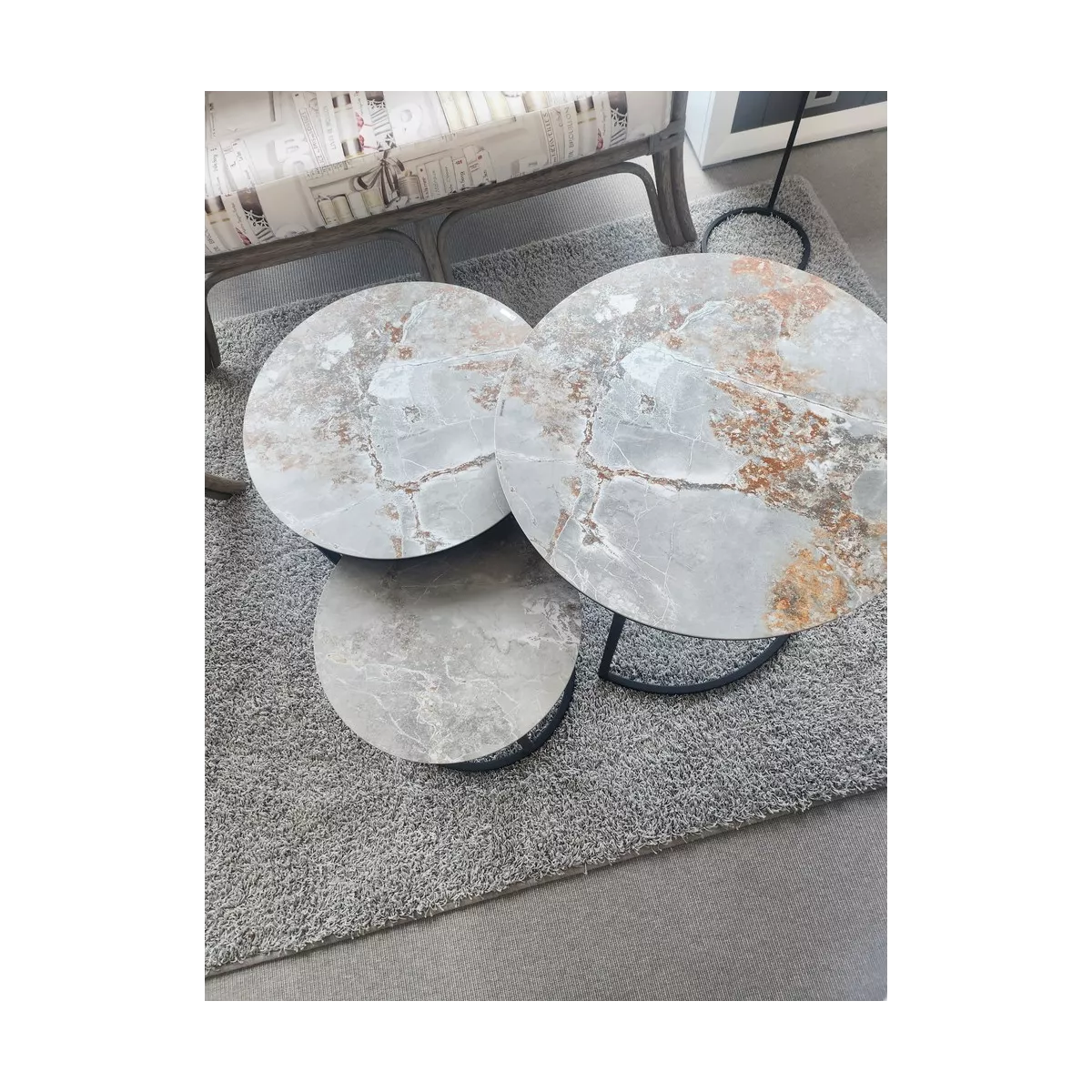 Série de 3 Tables Gigognes Astre en céramique