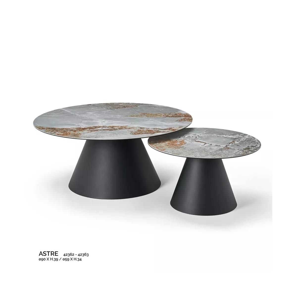 Tables Basses Astre 59x59 plateaux en céramique