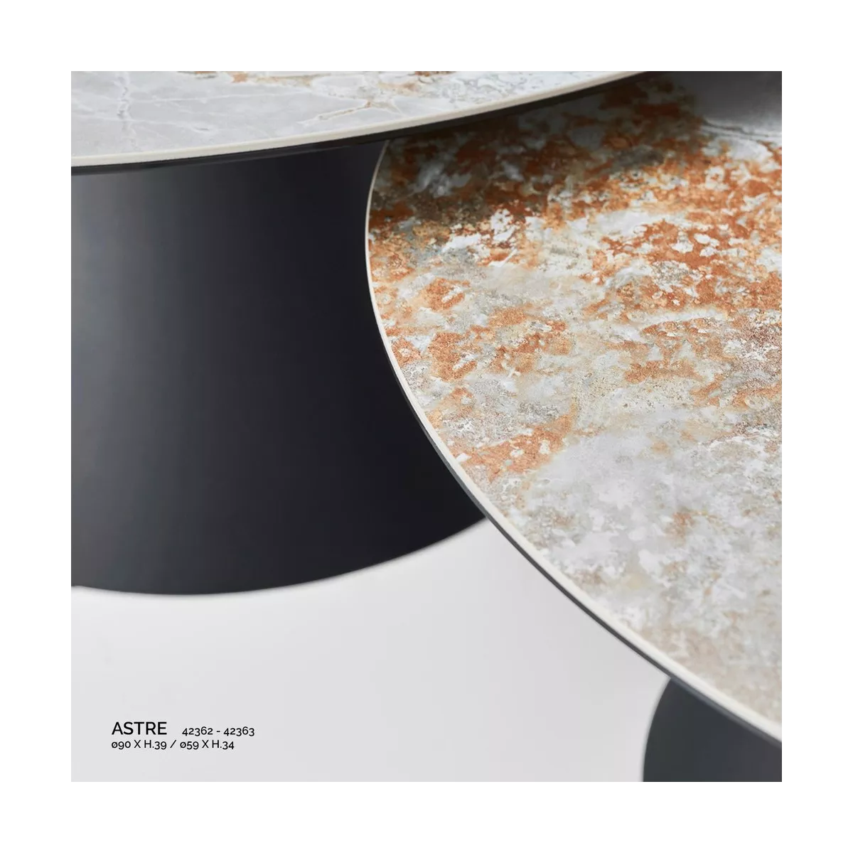 Tables Basses Astre 90x90 plateaux en céramique