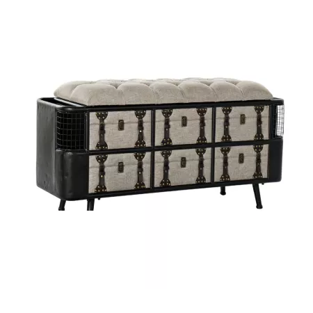 Banquette coffre Metal et Simili Gris 120x47