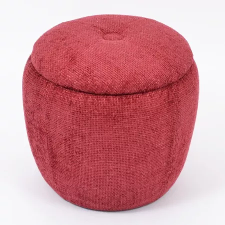 Pouf/Coffre Camellia Tissu Rouge